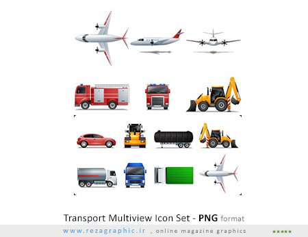 106 آیکون حمل و نقل - Transport Multiview Icons